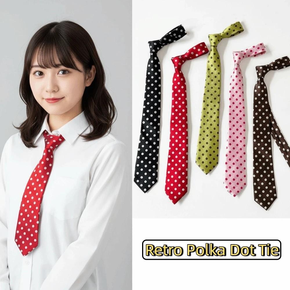 Clothing Decoration Korean Leopard Print Necktie Long Wave Point JK Uniform Necktie College Style Retro Polka Dot Tie Daily