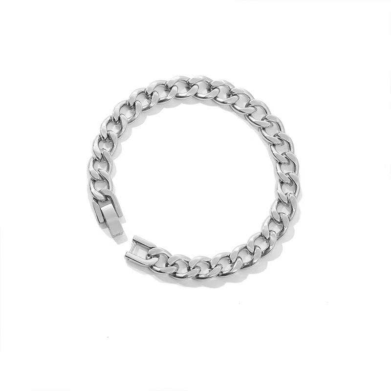 Stylish And Simple Cuban Chain Men'S And Women'S Jewelry Smooth Surface Lettering Titanium Steel Couple Bracelet Jewelry