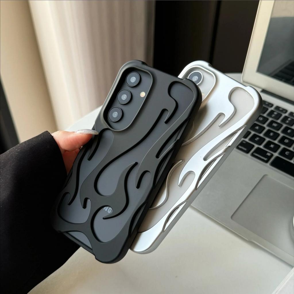 New 3D Flame pattern Case For Samsung Galaxy S25 S24 S22 S23 Ultra Plus A16 A06 A55 Fashion Hollow Slim Shockproof soft Cover