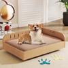 Massives Holz-Haustierbett, feuchtigkeitsbeständige Hundehütte, abnehmbares und waschbares Teddybär-Hundebett, Prinzessinnenbett, Vier-Jahreszeiten-Universal-Katzennest