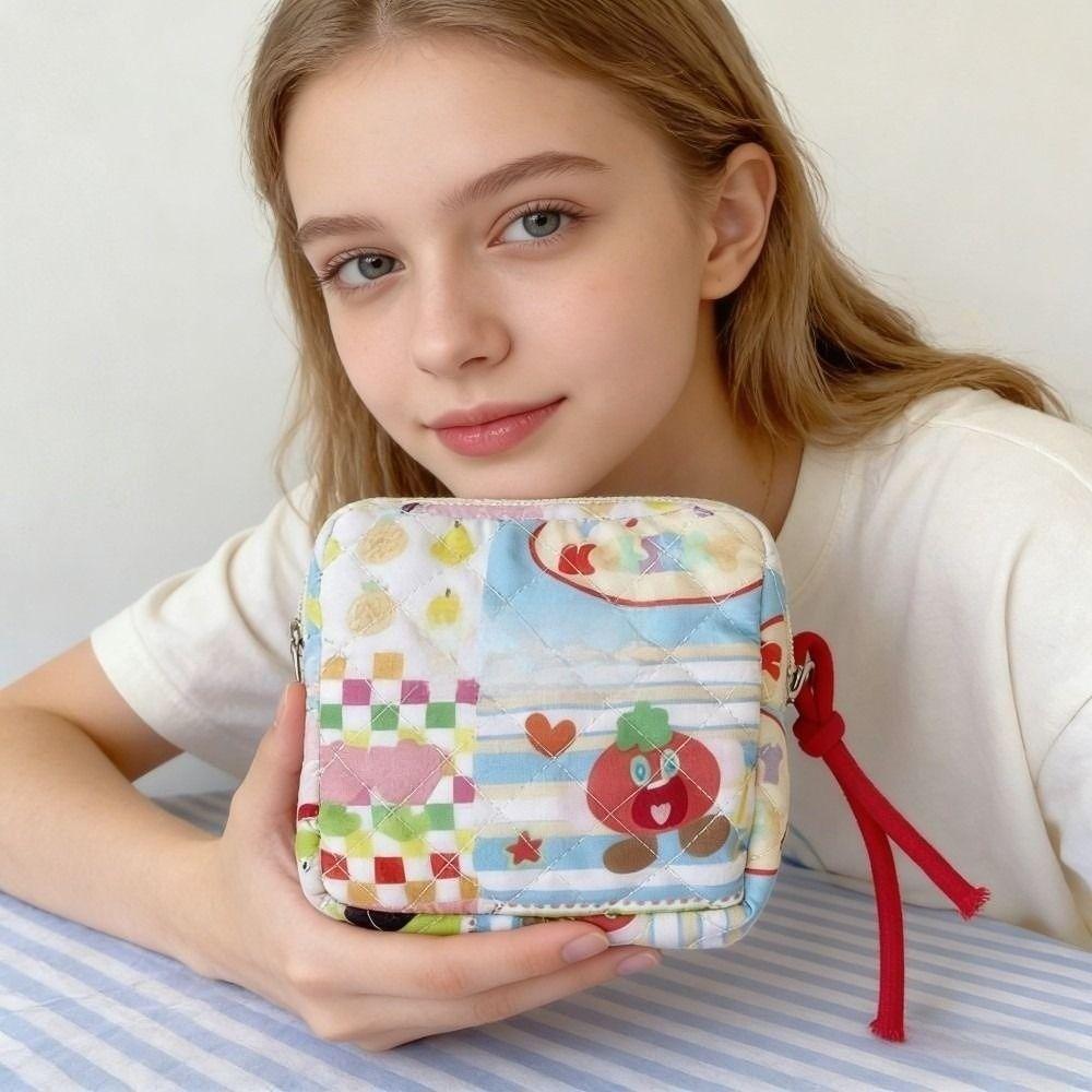 Cute Cartoon Sanitary Napkin Bag Portable Mini Makeup Bag Zipper Large Capacity Coin Purse Cosmetic,earphone Etc Storage