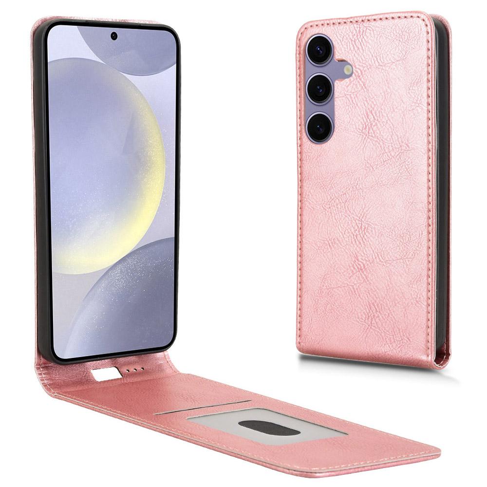 Für Samsung Galaxy S25 Hülle mit Kartenfach Magnetische Vertikale Klapp Leder Handyhülle