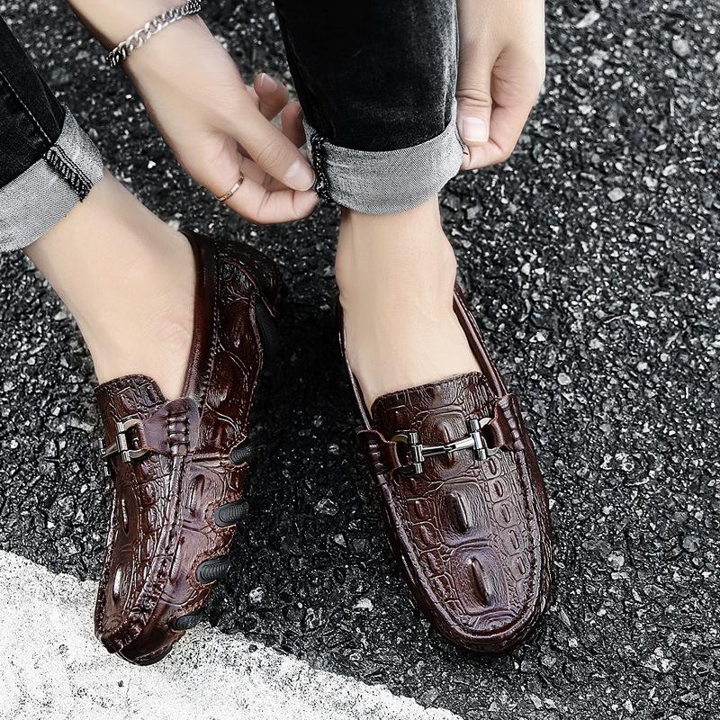 Live stream men's British casual leather shoes new spring and summer one-pedal lazy beanie shoes office business large size shoes