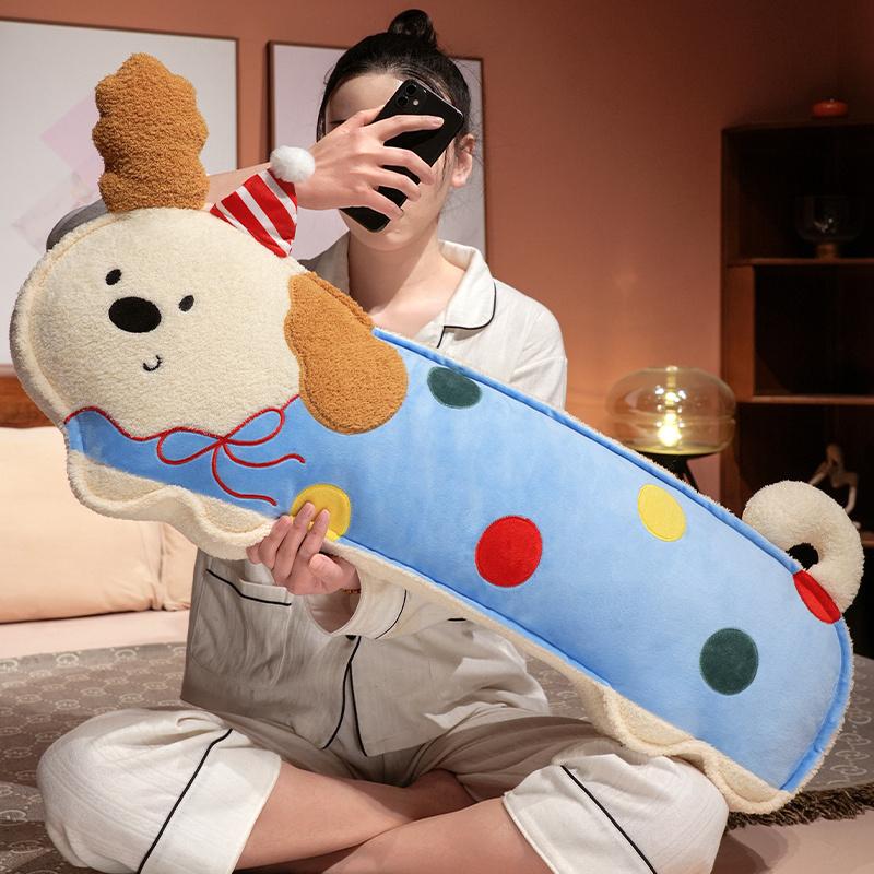 Kawaii Cartoon Soft Down Cotton Dog Plush Pillow Doll Stuffed Pet Doll Baby Long Sleep Pillow Accompany Gift for Girlfriend