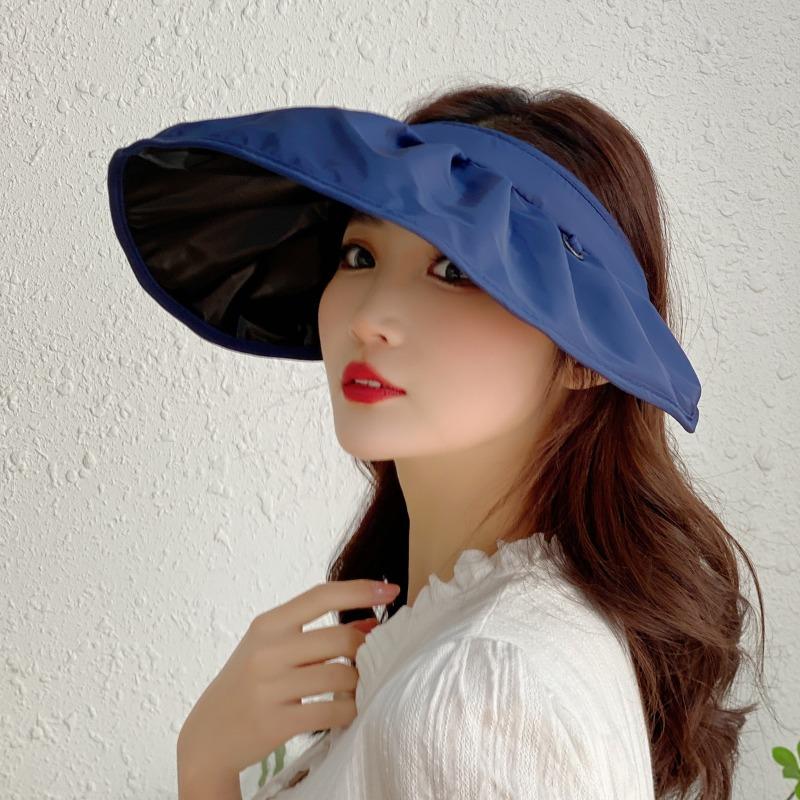 Sunscreen vinyl shell hat women's UV protection sun hat summer empty top face small sun hat beach hat