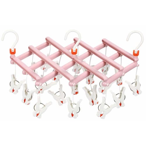 Magarido Pull-to-Close Clothes Hanger, 19 Pinch, Pink (Replacement Parts Also Available) (5 Colors X 3 Types) (Just Pull Clothes Hanger)