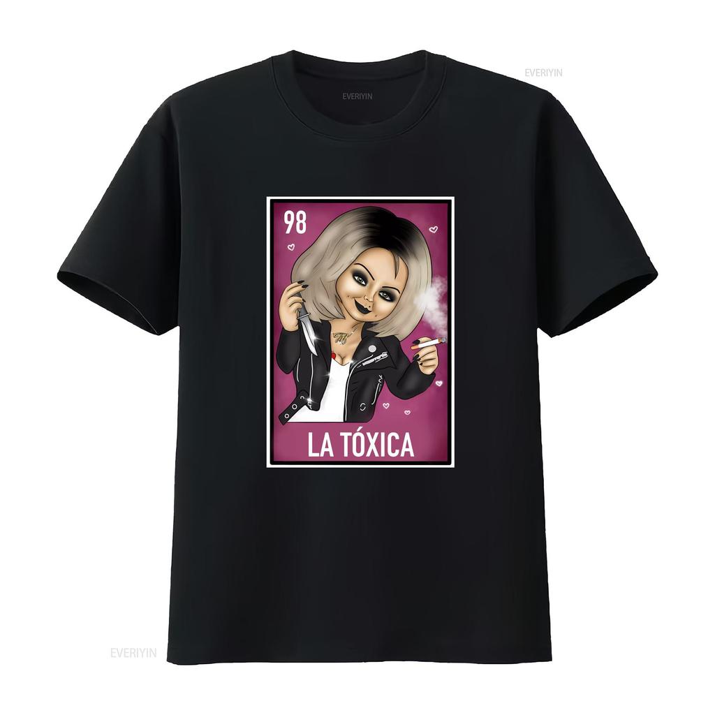 La Toxica Chuckys Bride Funny Mexican Loteria T shirt Perfect vintage Washed Stretched homme Soft Slightly fashion Casual