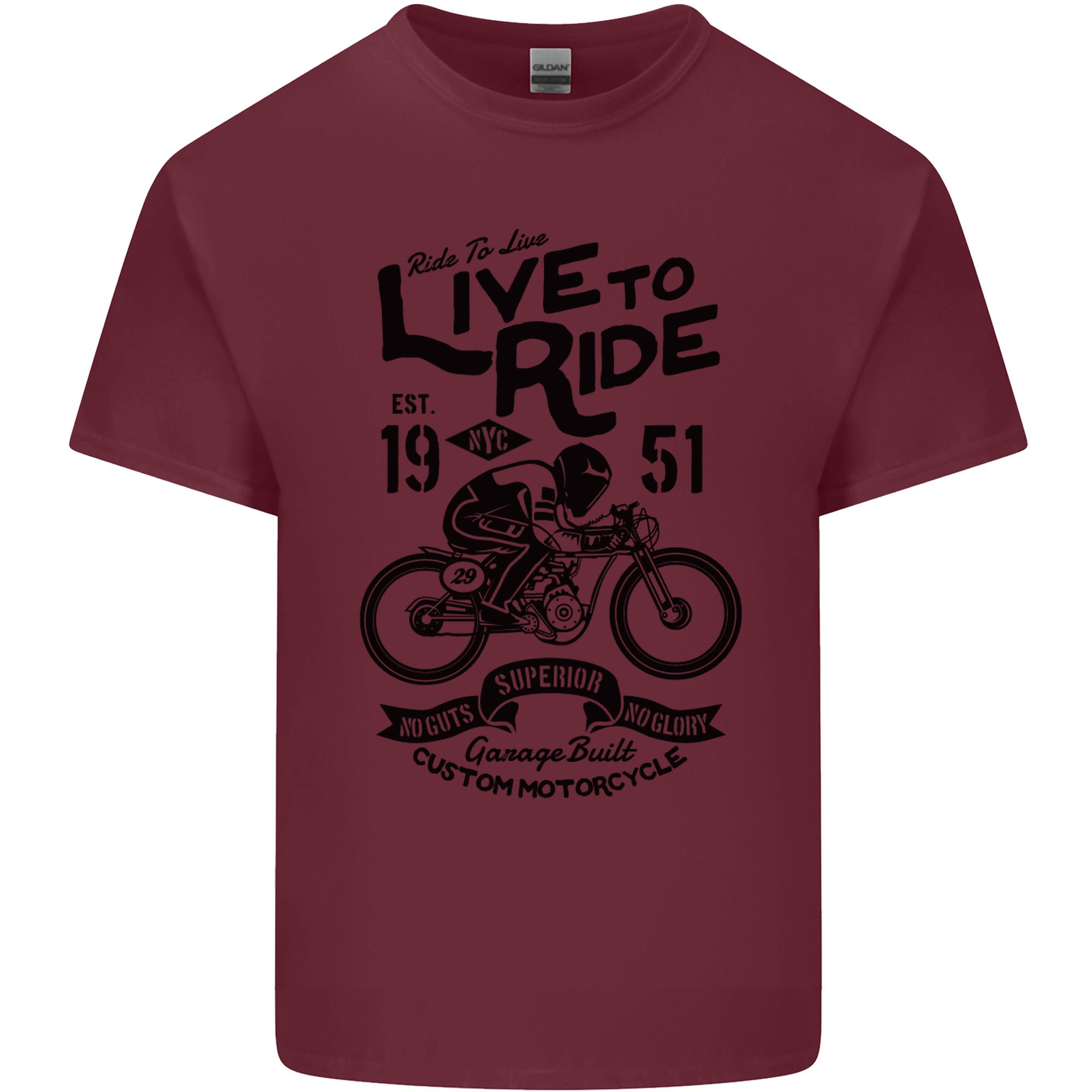 Live to Ride Motorbike Motorcycle Biker Unisexs Light Cotton TShirt S