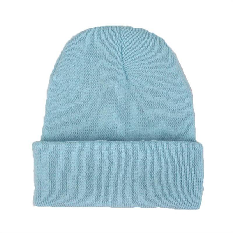 wholesale high quality oem patch logo men winter fisherman cuffed knitted designer custom embroidery beanie небесно-голубой