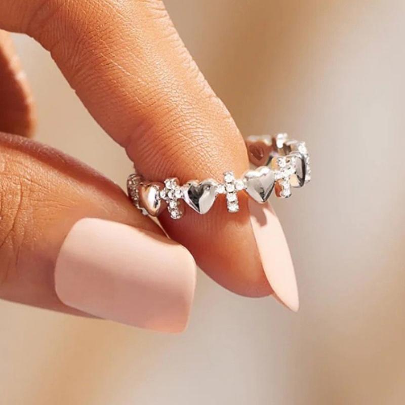 

CAOSHI Minimalist Copper Color Thin Finger Ring for Women Romantic Heart Shaped Engagement Accessories Timeless Styling Zircon 6