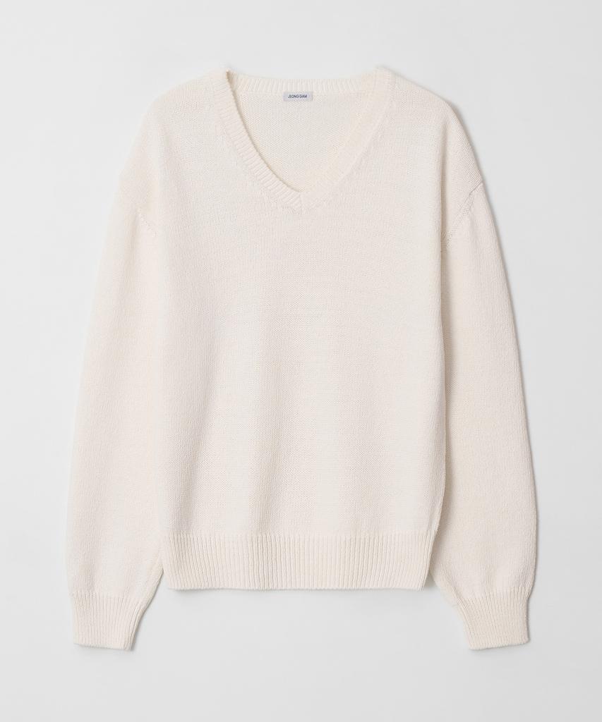 Jeonggamseutyudio Cotton V Neck Knit_5 Color