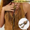 Long Ethnic Style Necklace Boot Pendant PU Leather Necklace Cowboy Cap Pendant Necklace  Gift