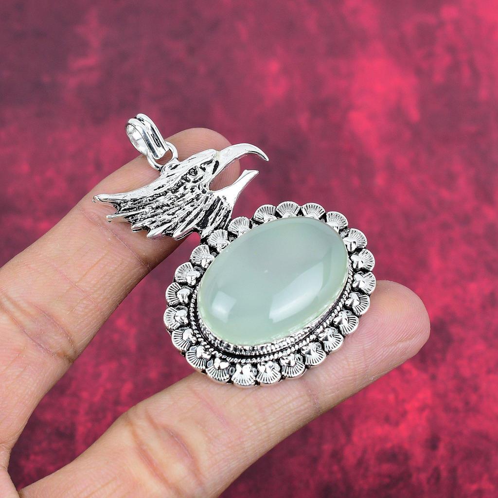 Aqua Chalcedon Ručně vyráběné šperky z drahokamů, 925 Ryzí stříbro Přívěsek Unikátní design Šperky, Pro ženy