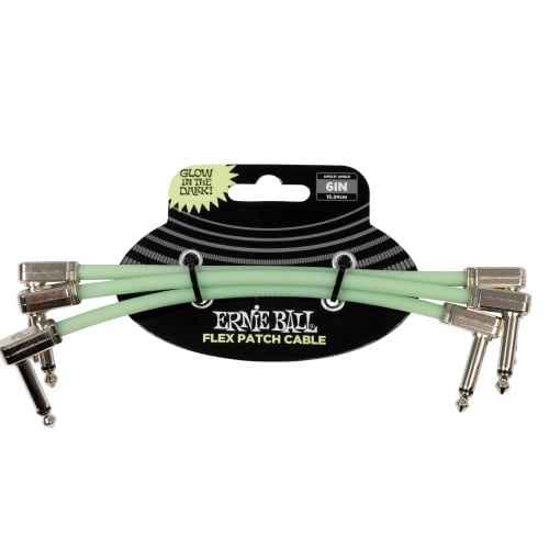 ERNIE BALL Flex Patch Cables 6475 Glow-in-the-Dark 6-inch (15cm) for Guitar/Bass, 3-Pack