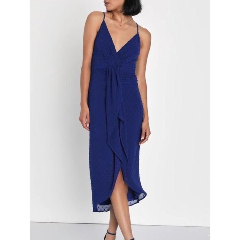 Export Single Lu Home 2024 Summer Sling Open Back Twisted Ruched Tihua Style Elegant Elegance Irregular Dress