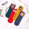 Three-dimensional Women Lot Pack Socks Scarlet Cartoon Christmas Cute Japanese Style Elk Happy Funny Cotton Socks 4 Pairs
