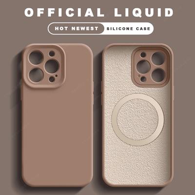 Liquid Silicone Magnetic Phone Case For iPhone 16E 16 14 15 Plus 12 13 16 Pro Max Official Magsafe Camera Protector Soft Cover