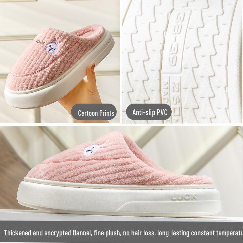 Women's Winter 2024 Warm Velvet Indoor/Outdoor Non-Slip Cotton Slippers, Thick-Soled Fur Shoes for Couples
