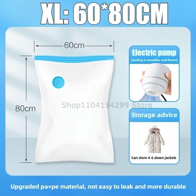 Vacuum Storage Bags with Electric/Hand Pump Multi-Purpose Plastic Rectangular Bags with Zipper Closure Space-Saving Organizer