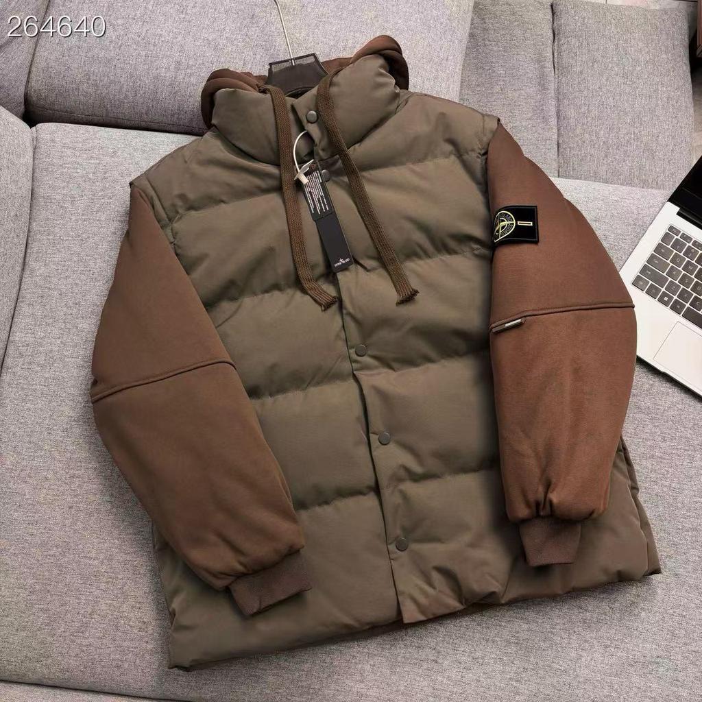 Jachetă din bumbac cu glugă, piesă dublă Stone Island, cu emblemă pe mânecă