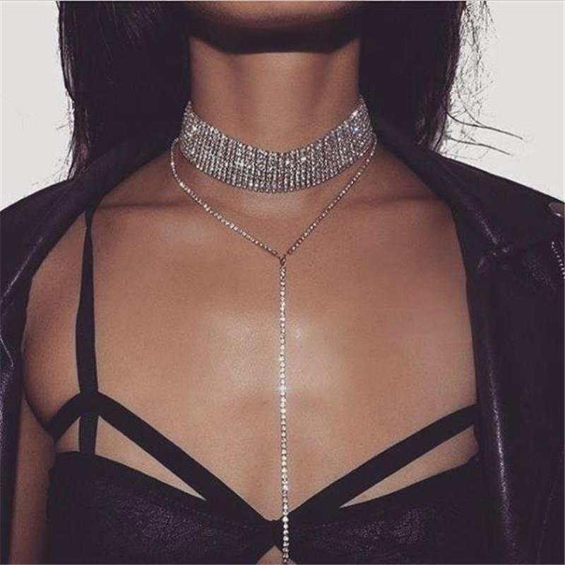 Geometric Alloy Choker Necklace With Rhinestone Embellishments For Fashion Women