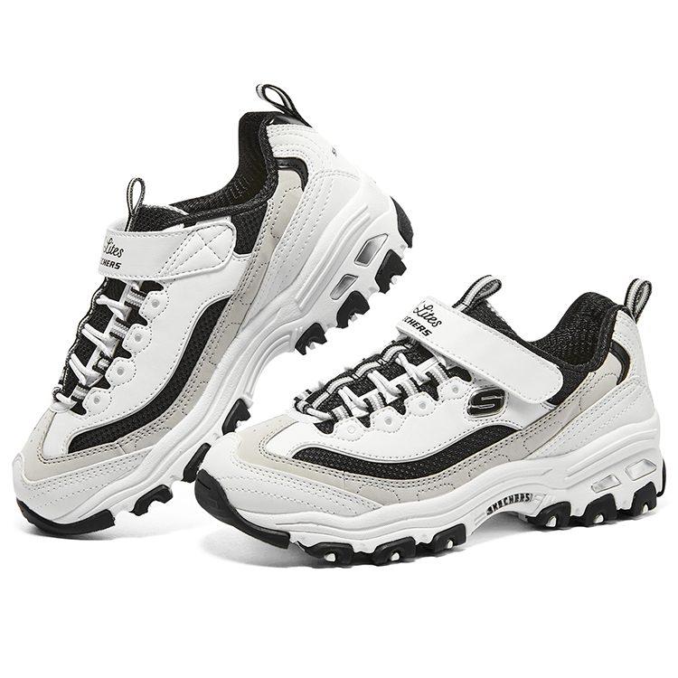 Skechers Synthetic Leather, Textile Kids Lifestyle Shoes White/Black Teenagers 403825L-WLGY