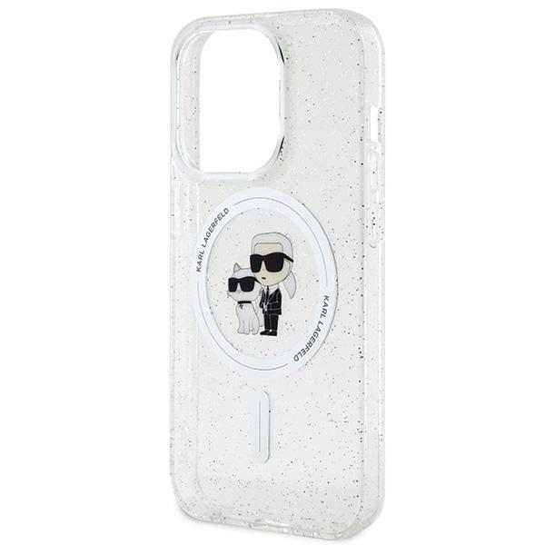 Karl Lagerfeld Klhmp15Lhgkcnot Iphone 15 Pro 6.1 Transparent Hardcase Karl&Choupette Glitter Magsafe
