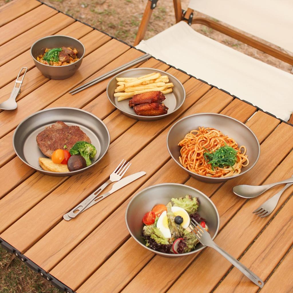 Boundless Voyage Titanium Plate, Camping Tableware, Unbreakable, Rust-Resistant, Ultra-Lightweight, Perfect for Solo Camping, BBQs, and Outdoor