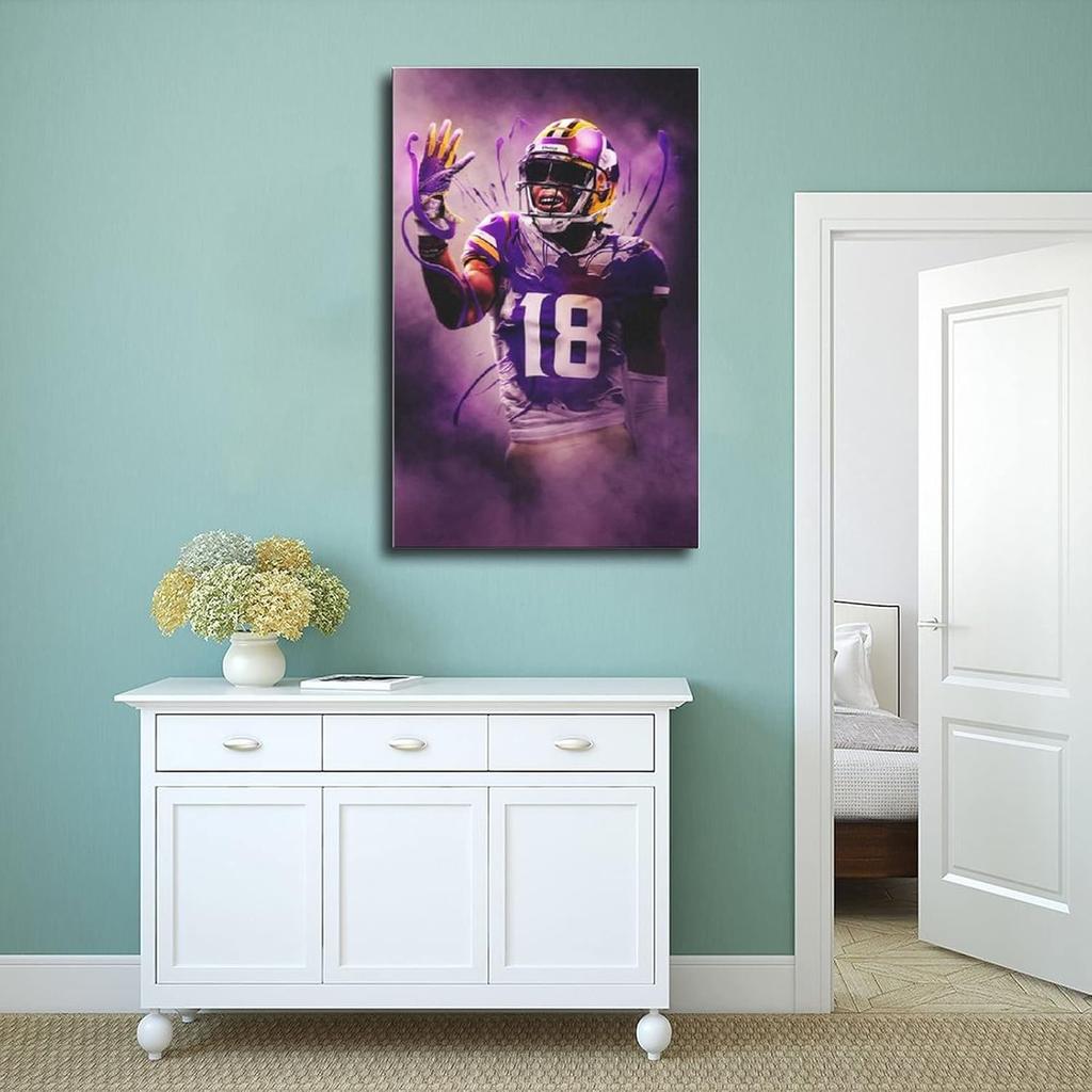 Sports Poster Justin Jefferson Canvas Poster Wall Art Decor Print Picture Paintings for Living Room Bedroom Decoration 12x18inch(30x45cm) Unframe: