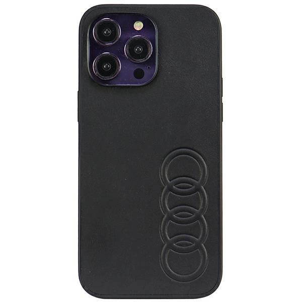Capa de couro sintético Audi para iPhone 14 Pro Max 6.7 - Preto Au-Tpupcip14Pm-Tt/D1-Bk