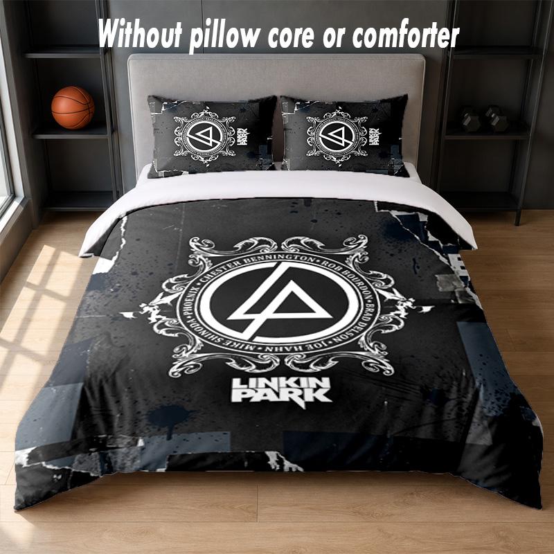 Linkin Park Design Bed Bedding Set 1 Duvet Cover + 2 Pillowcases Soft Breathable Household Bed Linens