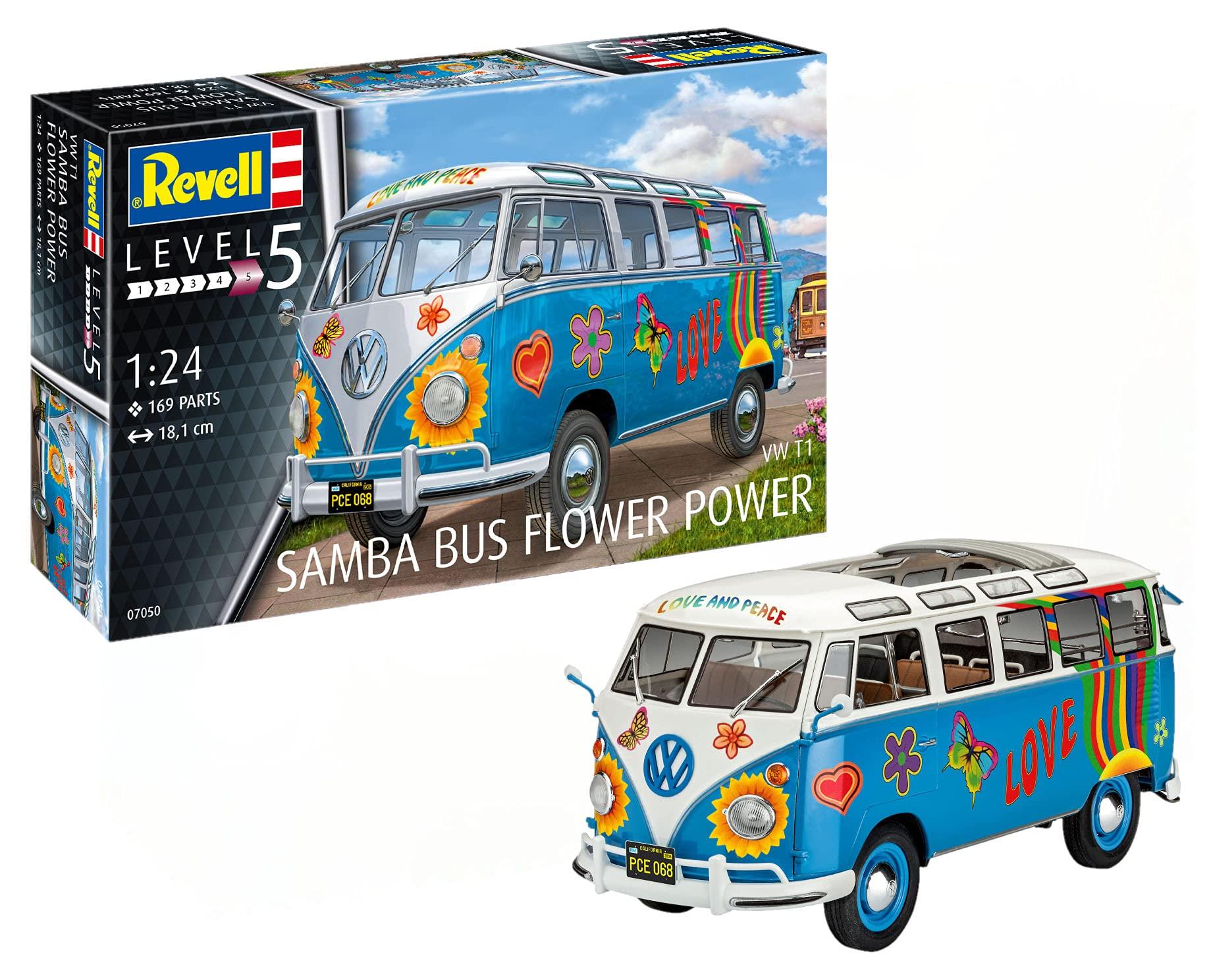 

Немецкий Revell 1/24 Volkswagen T1 Samba Bus Flower Power Пластиковая модель 07050
