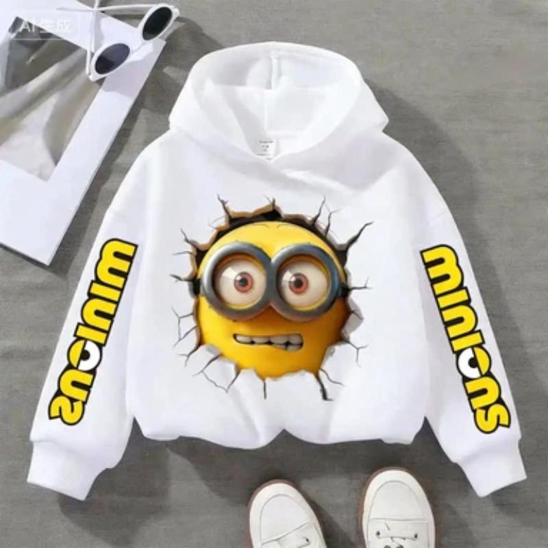 Children's Sweatshirt with Funny Minions Print for Autumn/winter, Suitable for Boys and Girls, Loose and Comfortable with a Hood