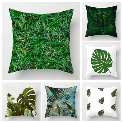 Nordic Fall Home Decor Autumn Throw Pillow Case Sofa Cushion Cover Modern 45X45Cm 45*45 50X50 60X60Cm 40*40Cm Leaf Plant Green