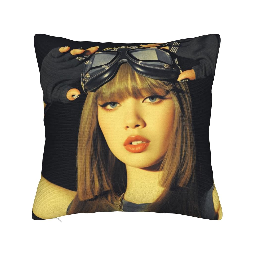 Kpop Style Cool Girl Lisa Pillow Case Vintage Pillow Cover Comfy Pillowcases For Living Room Sofa