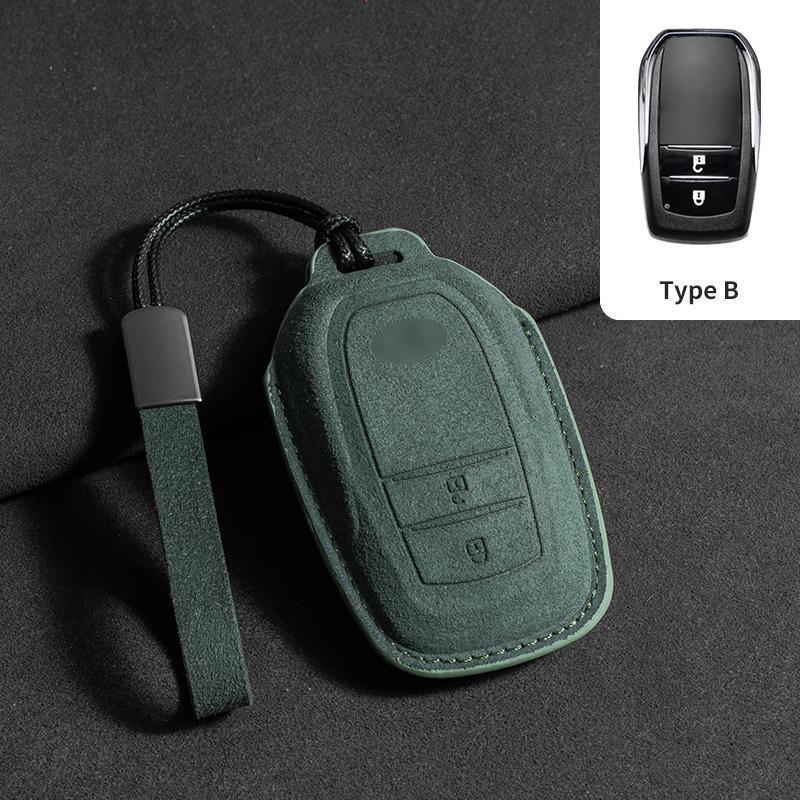 Leather Car Key Case for Toyota Prius Camry Corolla CHR C-HR RAV4 Land Cruiser 2/3 Button Keychain Suede Accessories