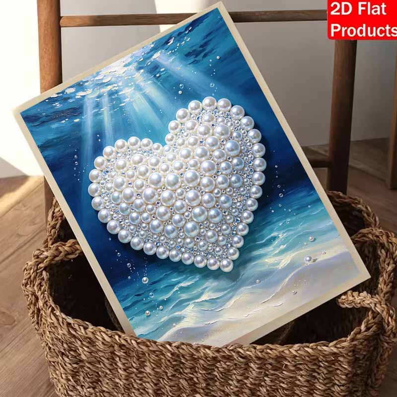 5D DIY Pearl Art Kit Ocean Heart Theme Decor Home Wall Decoration