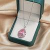 925 Sterling Silver Light Luxury Elegant Pink Zircon Pendant Necklace Birthday Party Anniversary Wedding Gift