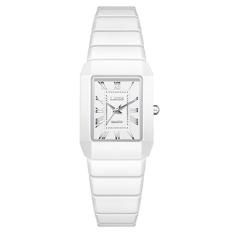 LIGE Fashion Women's Watch Simple Casual Ceramic Waterproof Quartz Watch Women Gift
