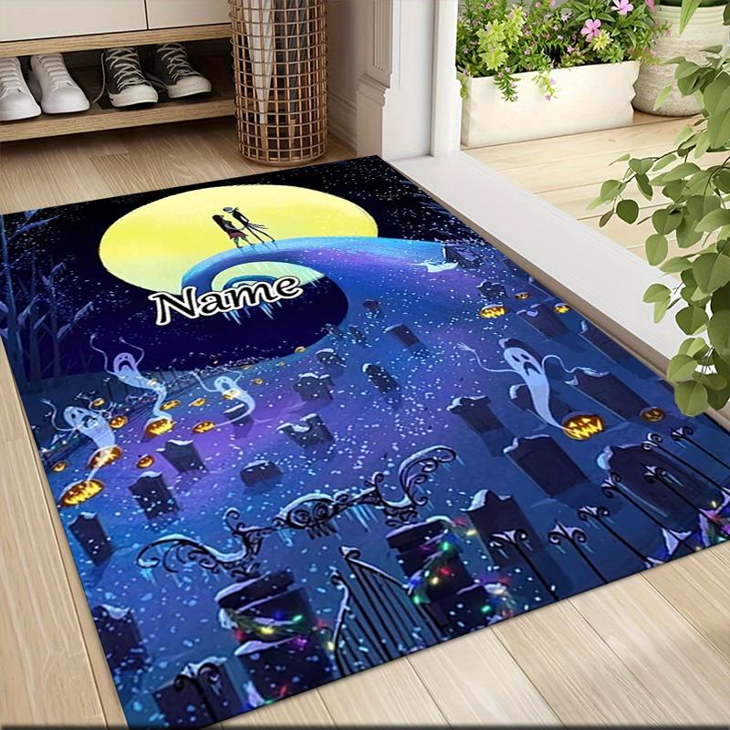 Custom Name Nightmare Before Halloween Carpet Rug Customizable Soft Washable Anti-Slip Home Living Room Sofa Mats Personalized Rug. 0909381