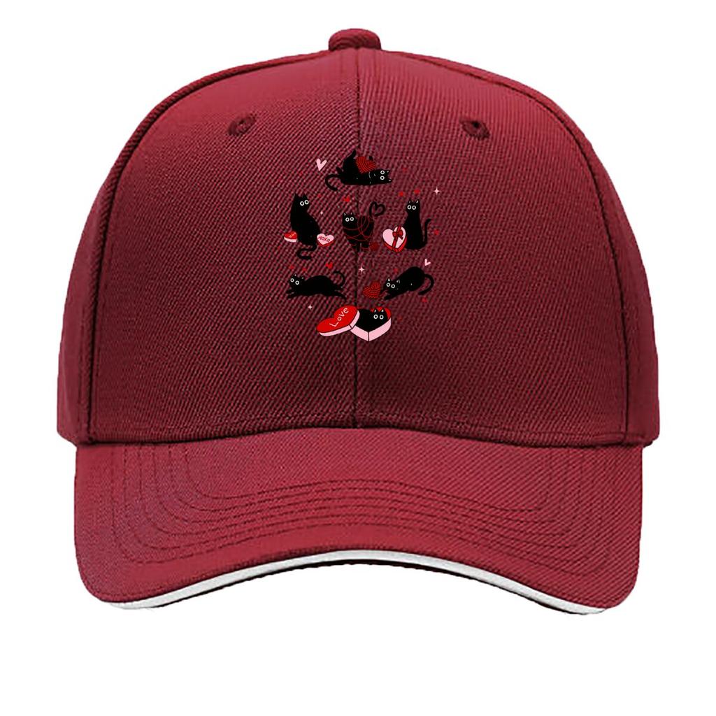 Valentine Black Cats Heart Box Love XOXO Yarn Sandwich Baseball Cap Unisex Women Sun Cap Outdoor Workouts Hat