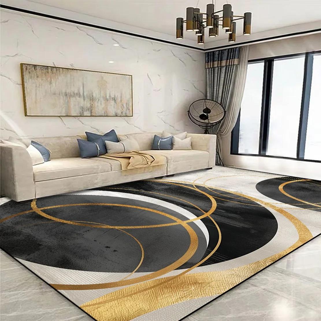 

VIKAMA Luxury Dark Green Geometric Living Room Rug Non-Slip Wear-Resistant Home Decor Floor Mat Home Decoration 60cm x 90cm