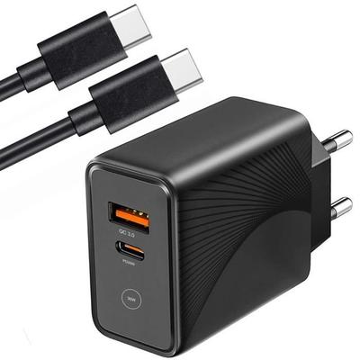 30W Fast Charger - Xiaomi - PD20W+QC3.0 - 2 Ports - 1m USB-C Cable - Black