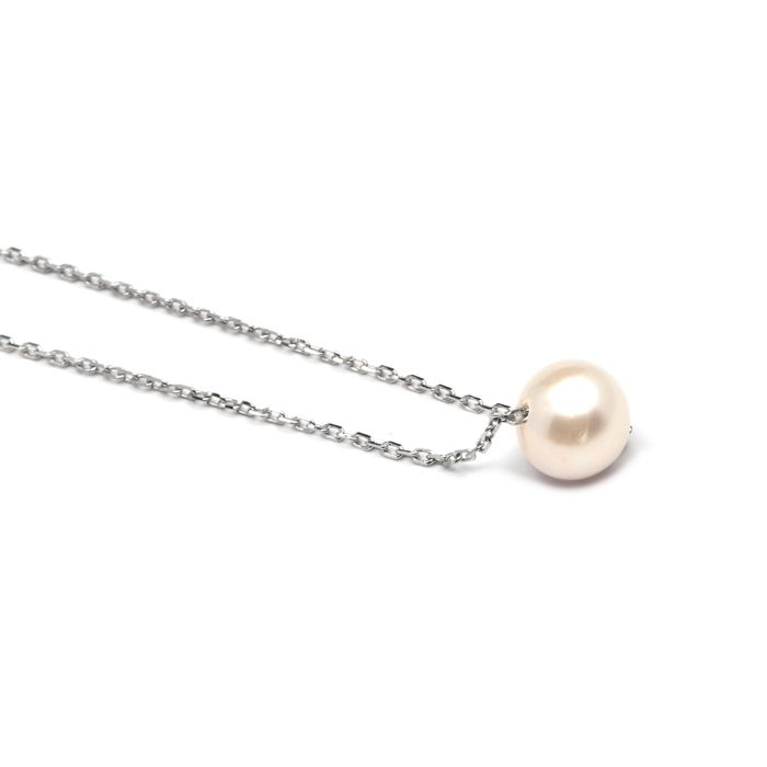 Luxenter 925 Sterling Silver Necklace with White Pearl Rhodium Plated Finish - Sadah