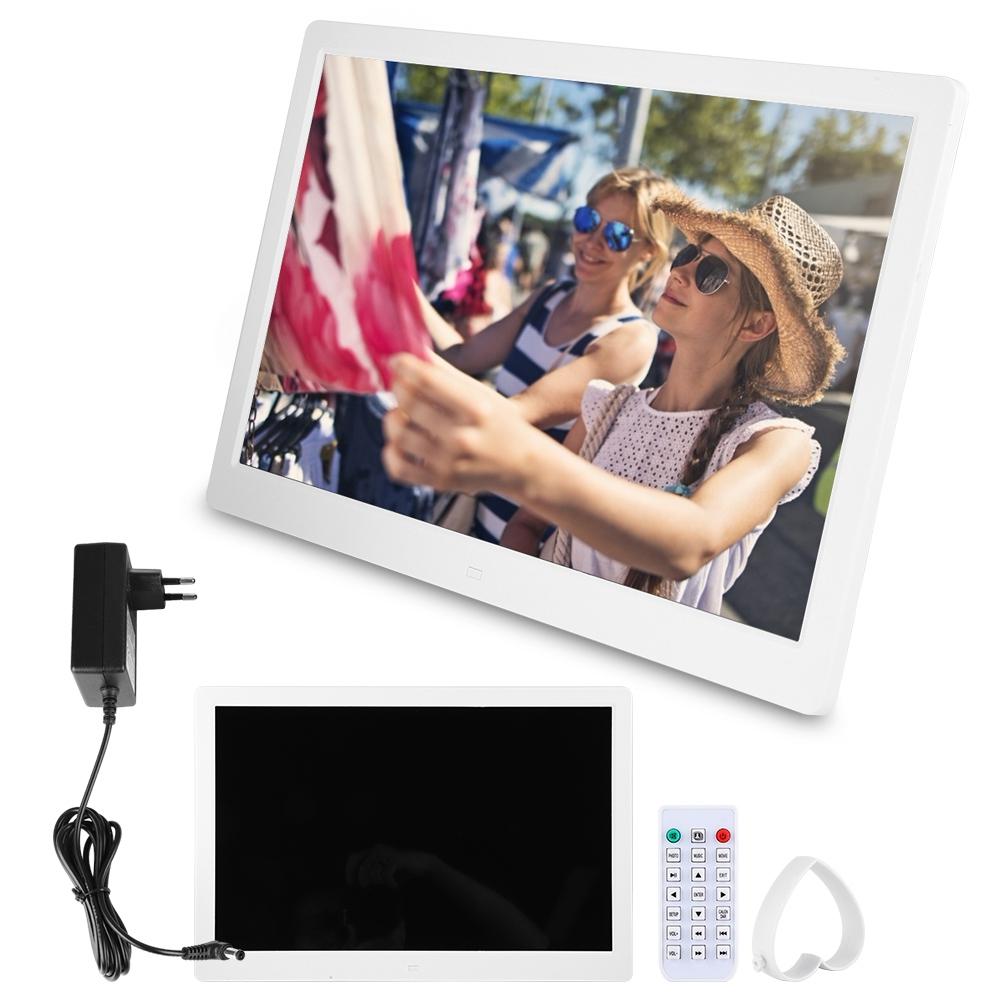 15,4 Zoll 1280*800 HD Digitaler Fotorahmen Wecker Player Album Fernbedienung Weiß