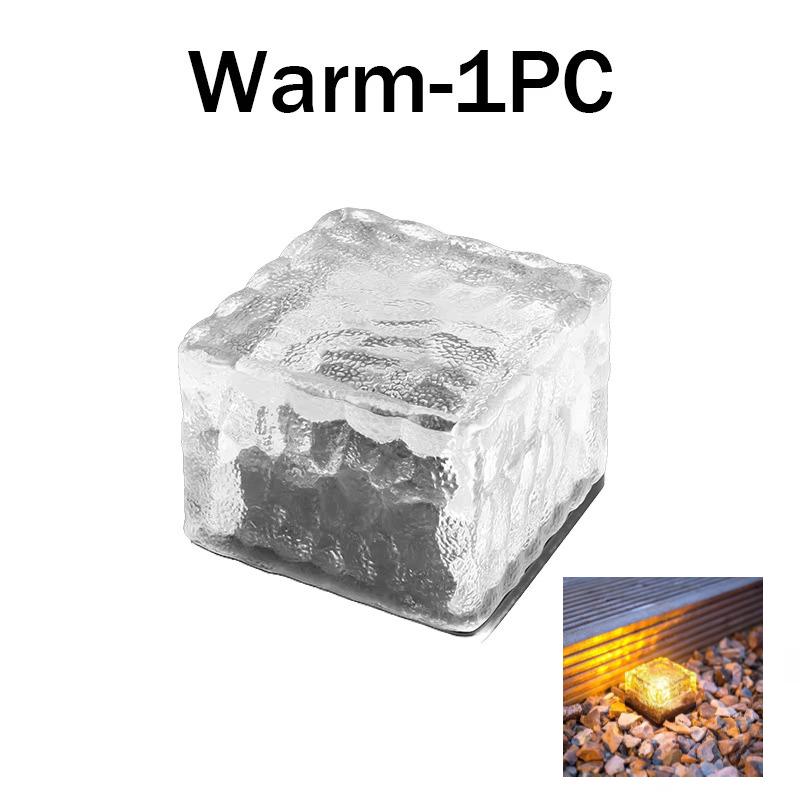 Solar Ice Cube Light, Square Glass Block Landscape Lamp, Waterproof Outdoor Pathway Garden Yard Decor Light