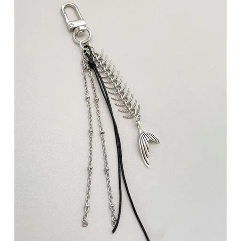 Multifunctional Alloy Fish Tail Pendant With Metal Chains And Tassels For Key Holder Earphone Hanger Or Bag Decoration
