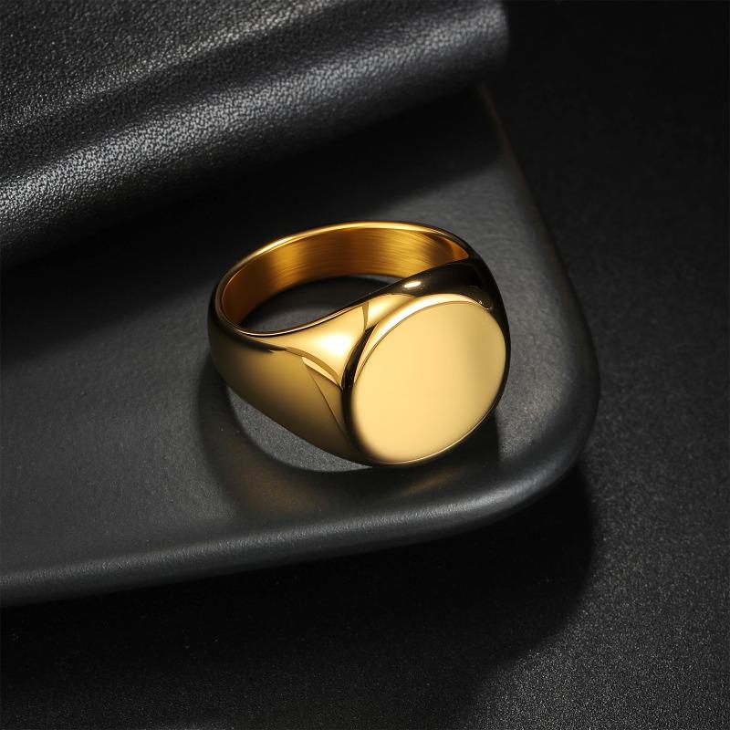 2025 trendy men's titanium steel ring - round cast oversized finger ring - signet ring