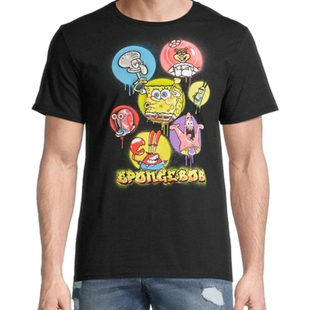 SpongeBob SquarePants Character Group Shot Men's Graphic T-shirt Tee NEW