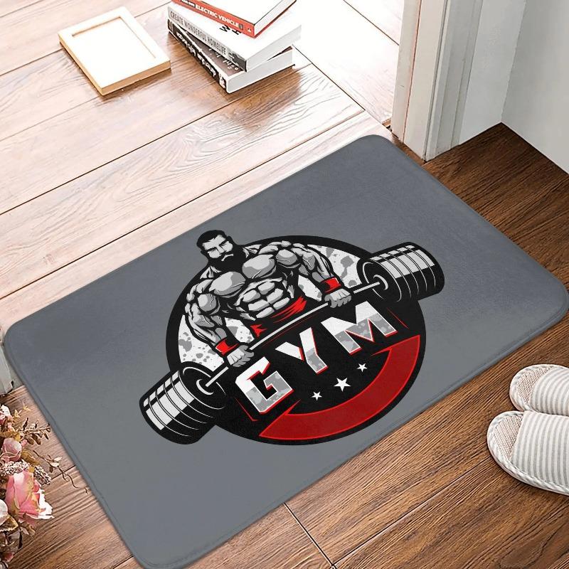 Bodybuilding Fitness Powerhouse Gym Front Door Mat Anti-Slip Carpet Outdoor mat Absorbent Doormat Garden Garage Entrance Rug 50X80cm